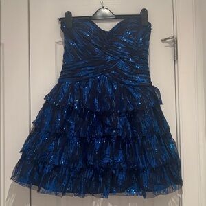 Laura Navy Blue Sequin Strapless Party Dress